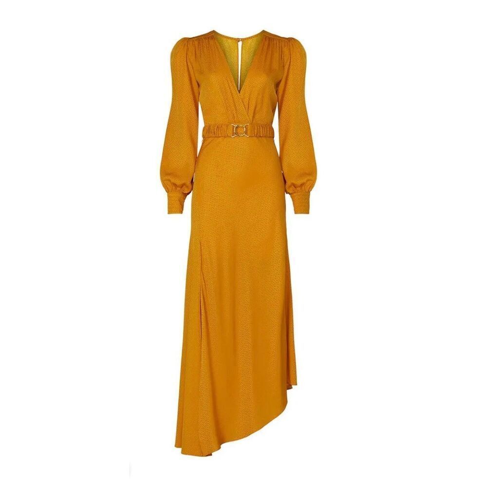 Ronny Kobo Vintage Inspired Thigh-high Slit Yellow Estelle Dress Size 0 MSRP: $5